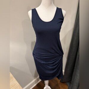Stella Luce Midnight Blue Gathered / draped Midi Dress of tunic top